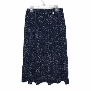 Side Party Blue Billie Polka Dot Pleated Midi Skirt $130 Large